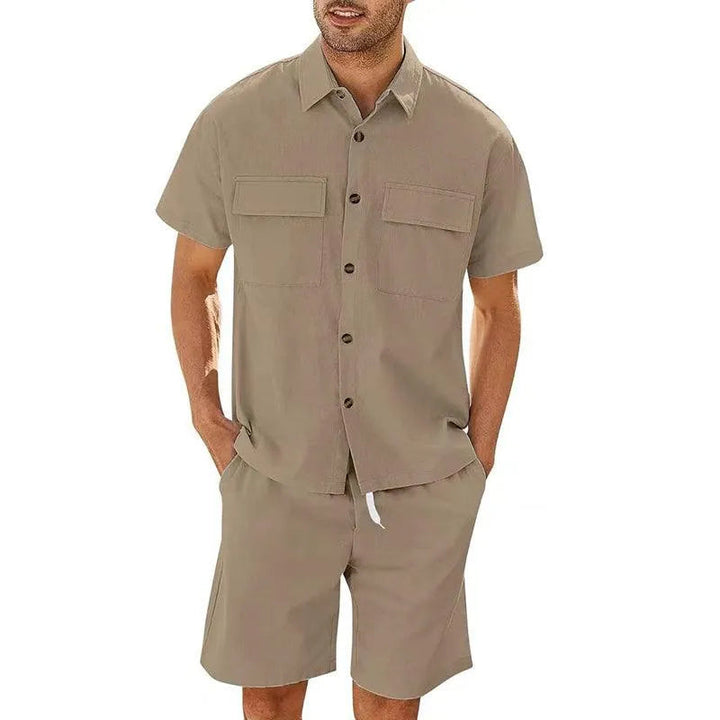 Levoire | Chemise et shorts à cordon pour hommes Chameau