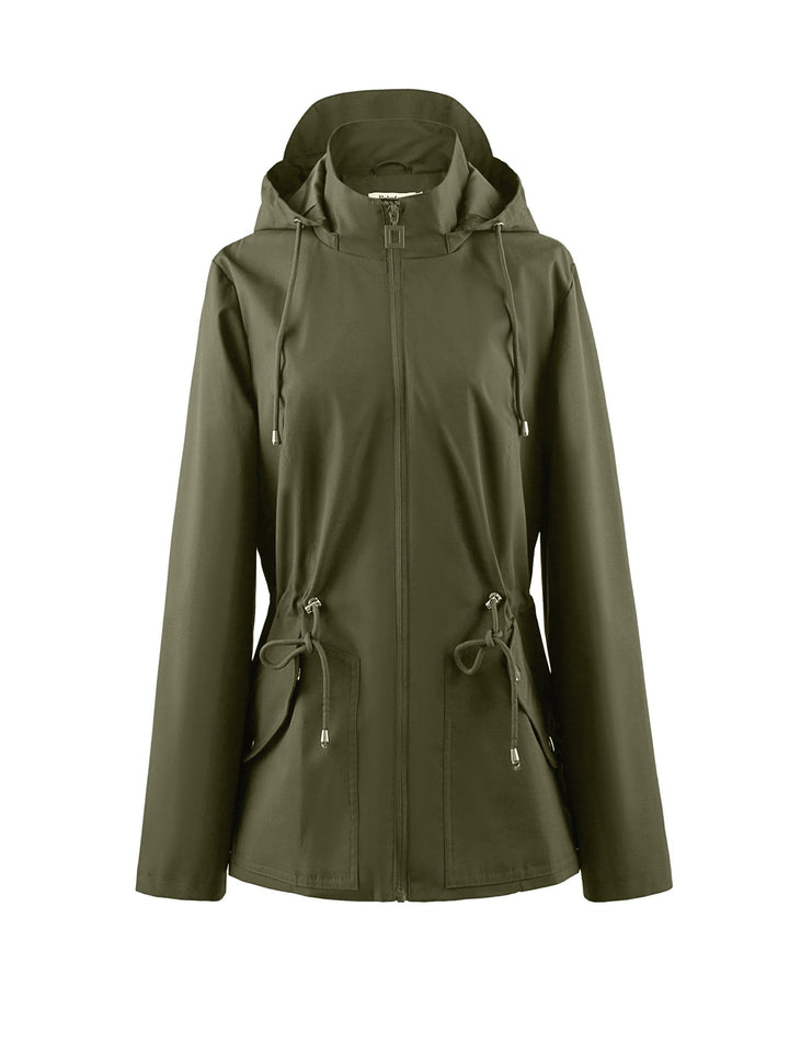 Levoire | Veste Imperméable À Taille Haute Pour Le Printemps / L'Automne Avec Capuche Olive vert 1