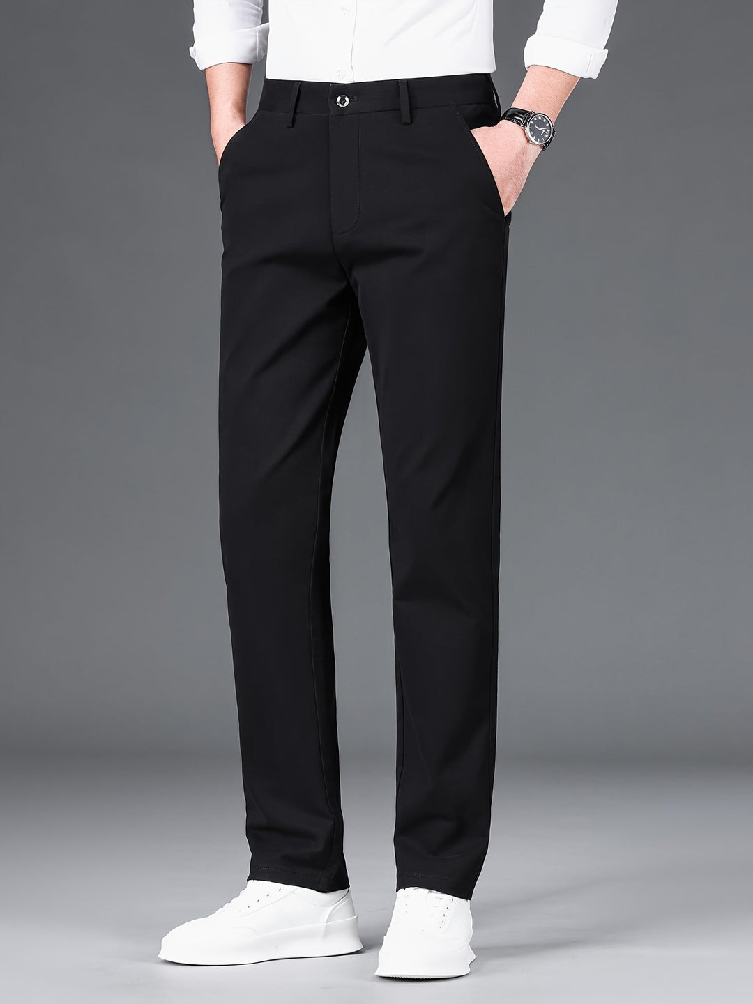 Levoire | Affaires Détendues Ajustement Étroite Pantalons Pour Hommes Avec Poches Noir
