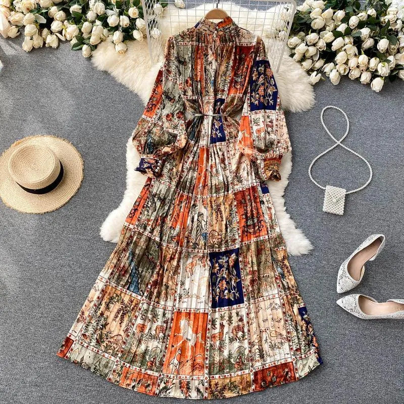 Levoire | Robe maxi rayée avec des plissés Jaune Une taille