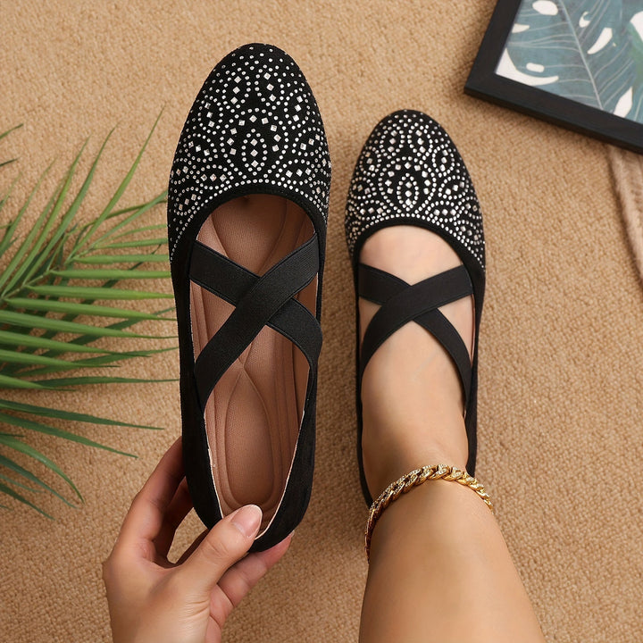 Levoire | Ballerines À Strass Avec Sangle Élastique Noir