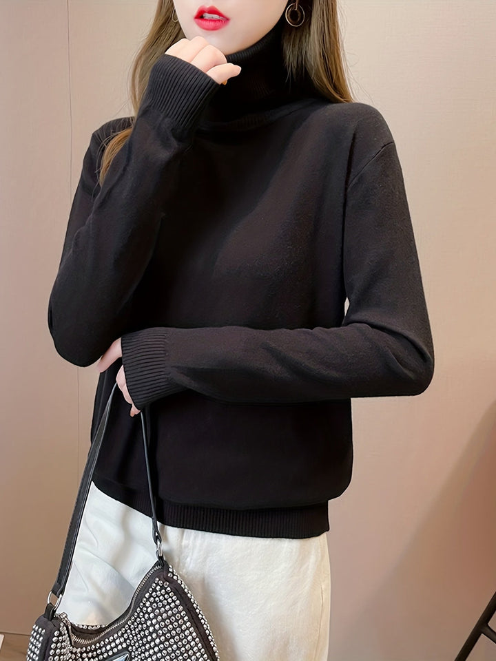 Levoire | Simple Tricot Col Montant À Manches Longues Noir