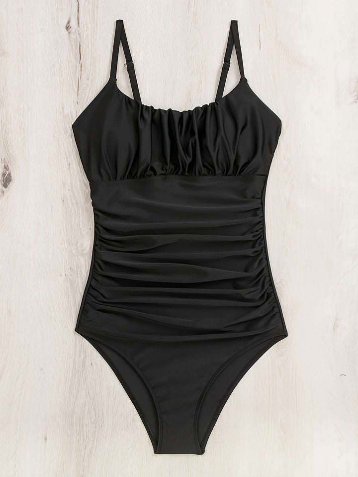 Levoire | Maillot De Bain Froncé Uni Avec Bretelles Et Contrôle Du Ventre