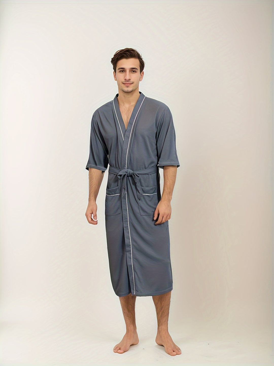 Levoire | Peignoir Pour Homme Élégant À Manches Courtes Et Poches Doubles