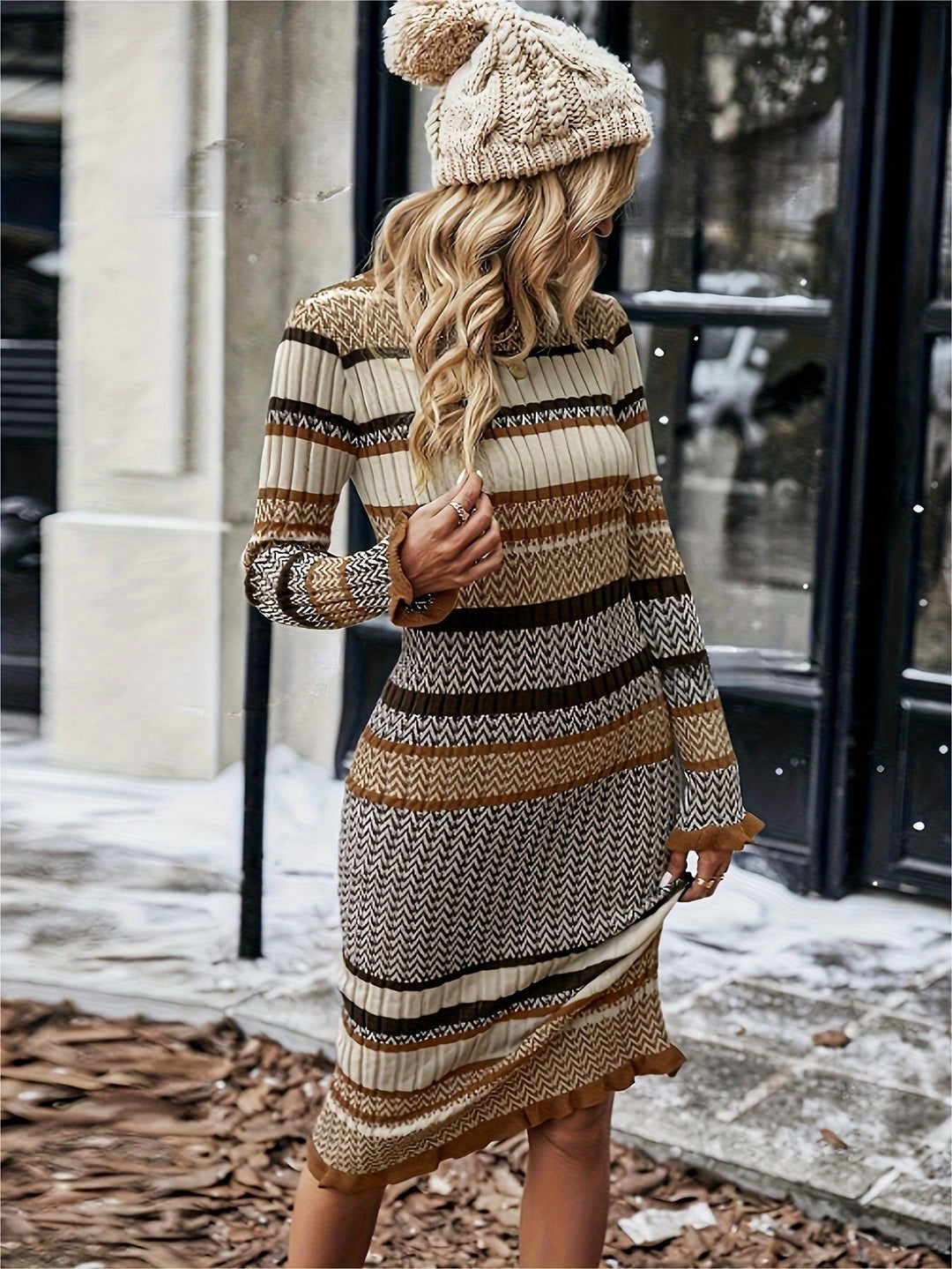 Levoire | Robe En Tricot Élégante Et Slim Avec Manches Longues Et Couvrance Du Ventre