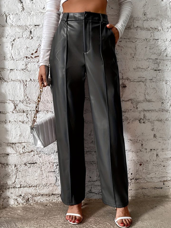 Levoire | Pantalons Taille Haute Confortables Avec Jambe Droite Et Poches Noir