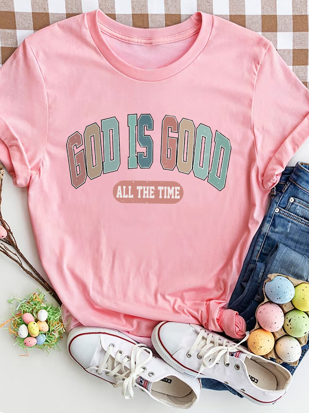 Levoire | GOTT EST SI TOUJOURS T-shirt à col rond Poskipuna Rose pâle