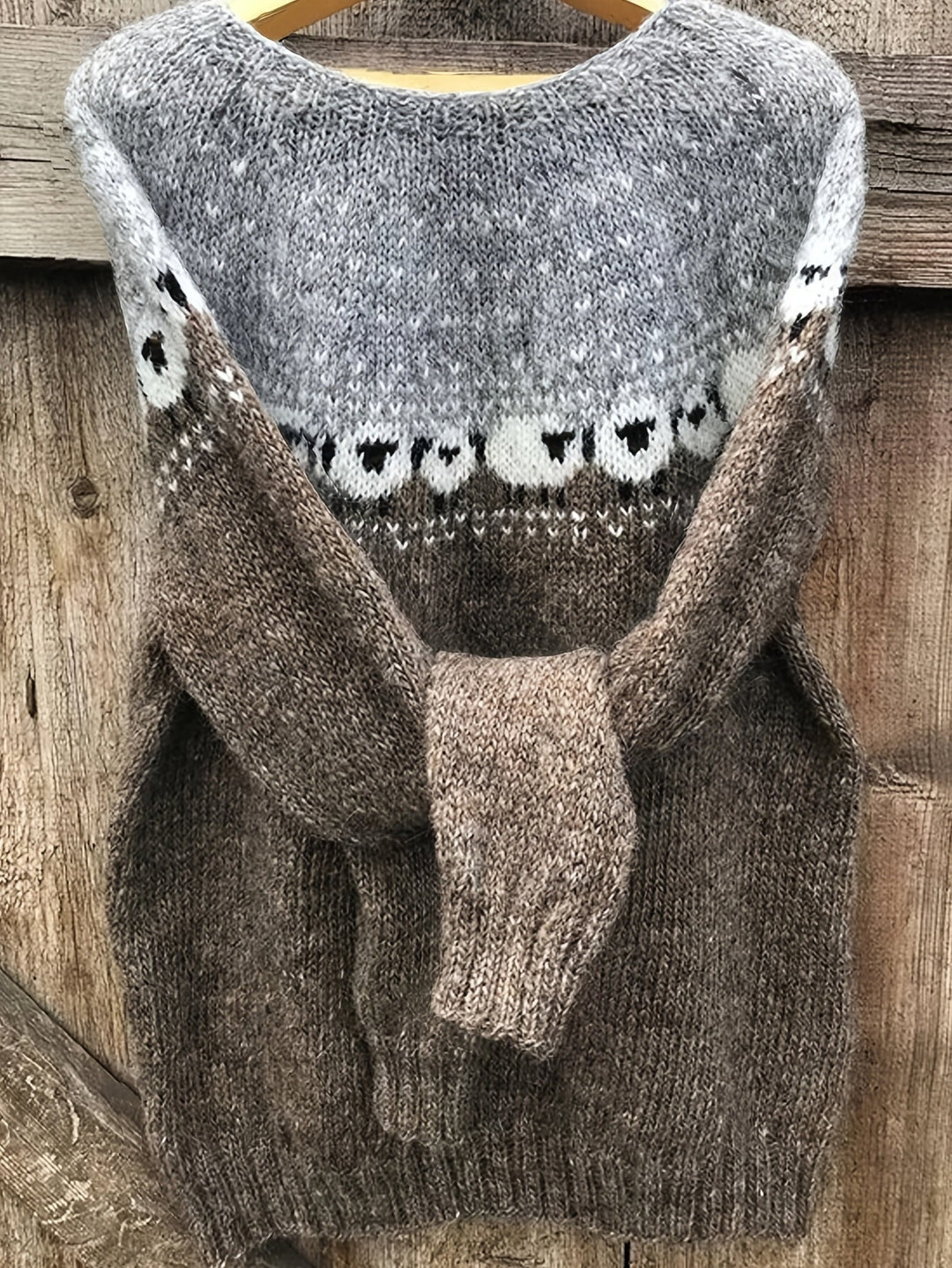 Levoire | Pull D'Hiver Élégant Avec Motif Jacquard Moutons Gris