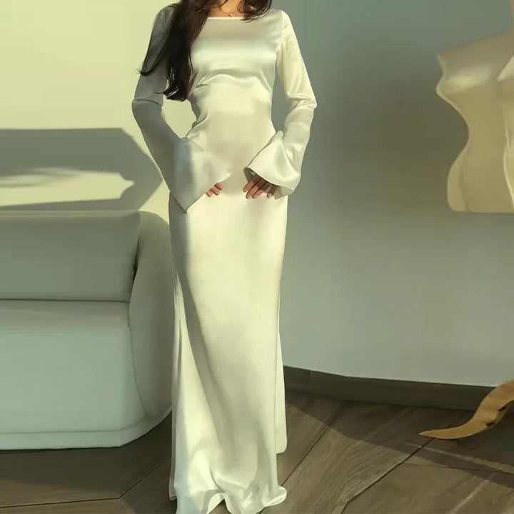 Levoire | Robe Maxi À Manches Longues Pour Femmes Blanc