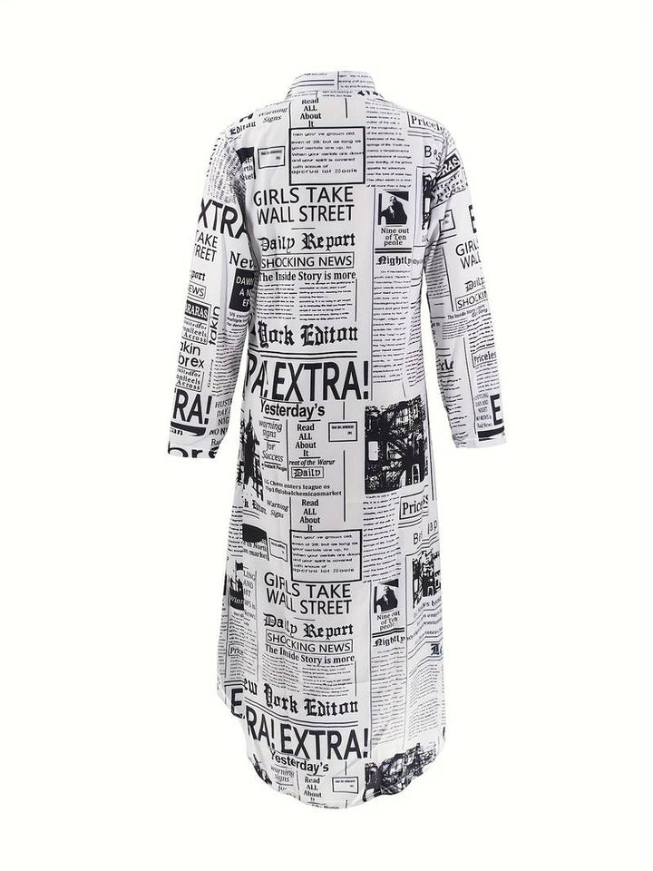 Levoire | Chemisier Robe Avec Impression De Journaux