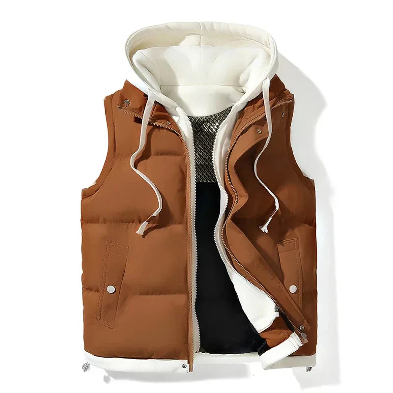 Levoire | Gilet d'automne chaud avec capuche Braun