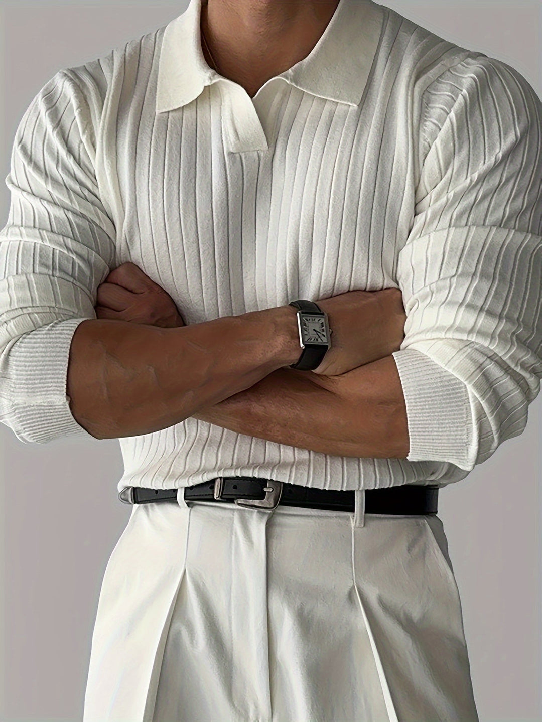 Levoire | Chemise Tricot Rayée À Manches Longues Blanc