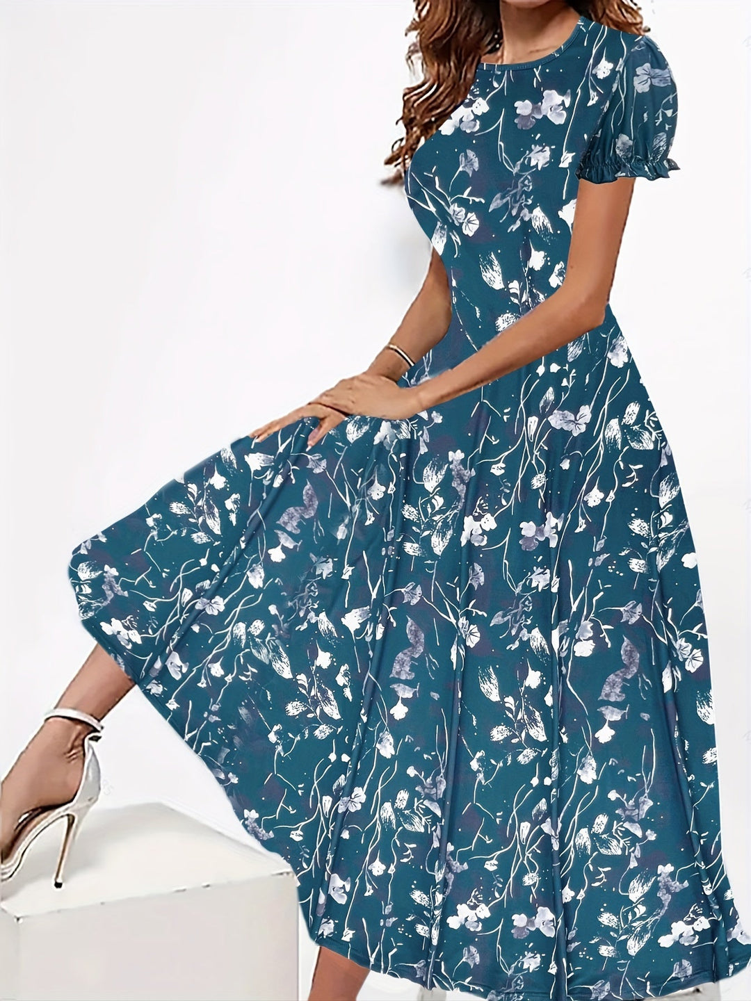 Levoire | Robe Élégante En Fleurs Pour Le Printemps Vert malachite