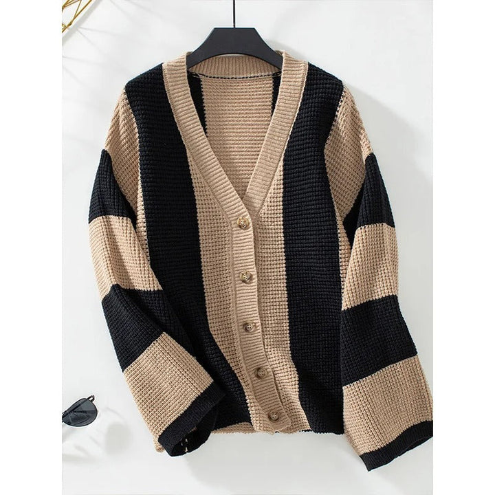 Levoire | Robe En Tricot Rayée Élégante Khaki