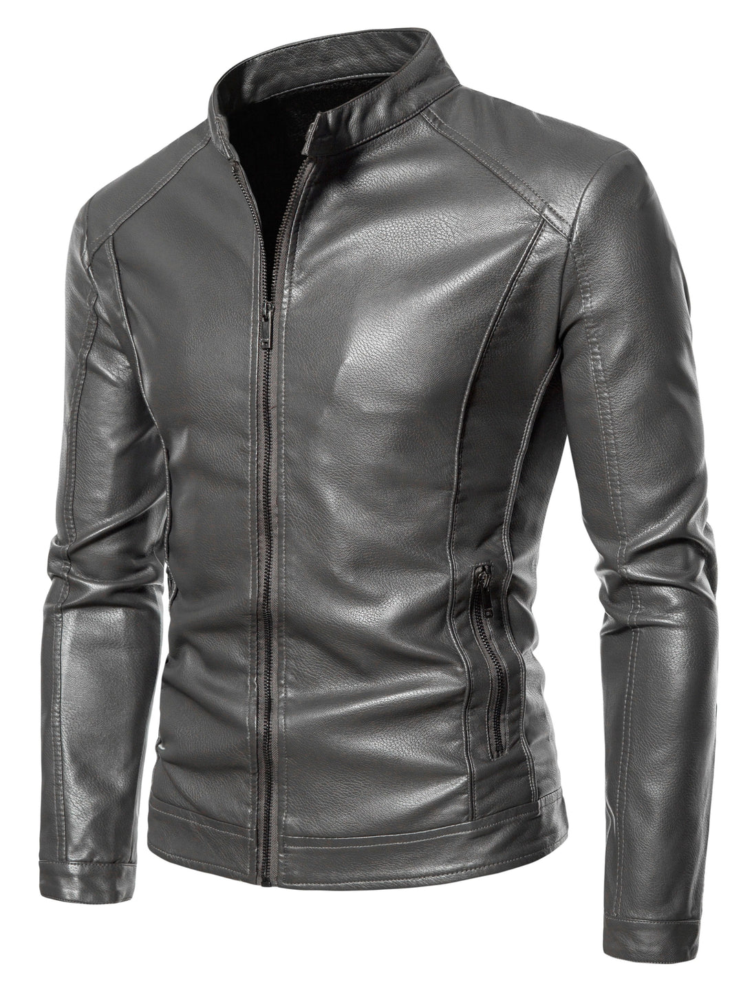 Levoire | Veste En Simili Cuir Pour Hommes Élégante Avec Doublure En Polaire Chaude Gris foncé