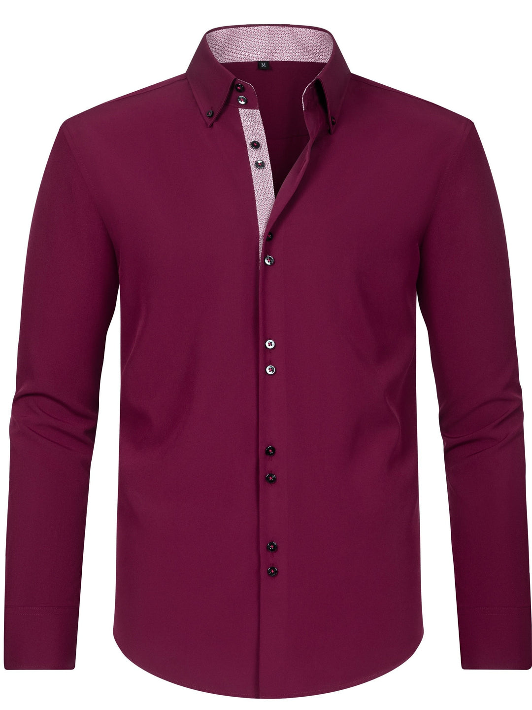 Levoire | Chemise Pour Homme Unie Avec Col Retourné Pour Des Apparitions Élégantes Bordeaux rouge