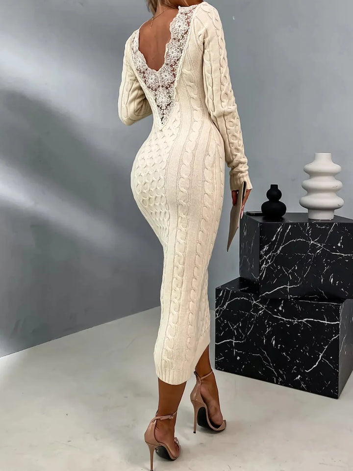 Levoire | Robe Pull Élégante À Dos En Dentelle
