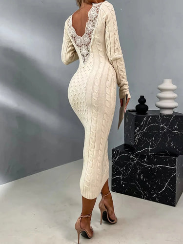 Levoire | Robe Pull Élégante À Dos En Dentelle