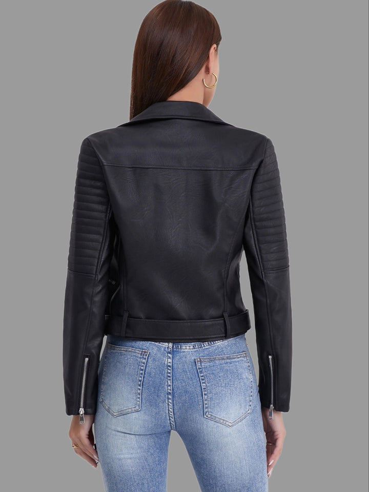 Levoire | Veste De Moto En Cuir Durable Avec Fermeture Éclair Et Manches Longues