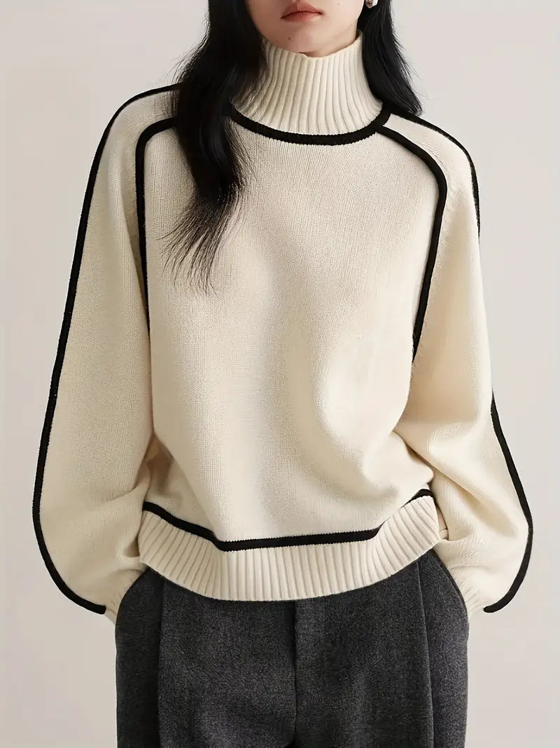 Levoire | Col Double Pull-Over Décontracté Blanc de lait