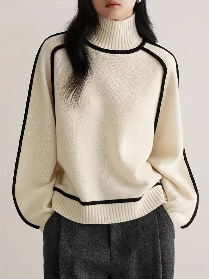 Levoire | Col Double Pull-Over Décontracté Blanc de lait