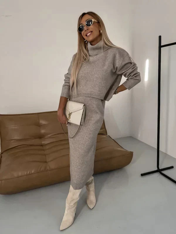 Levoire | Robe Stretch Avec Un Tricot Approprié Brun clair