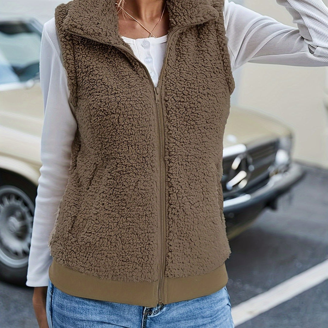 Levoire | Gilet À Zip Duveteux Dans Une Couleur Unie