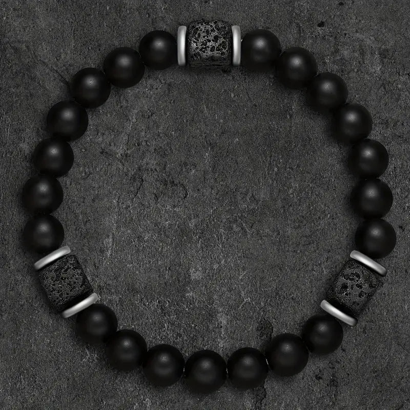 Levoire | Bracelet en Onyx Mat avec Perles Naturelles et Style Sophistiqué pour Tous