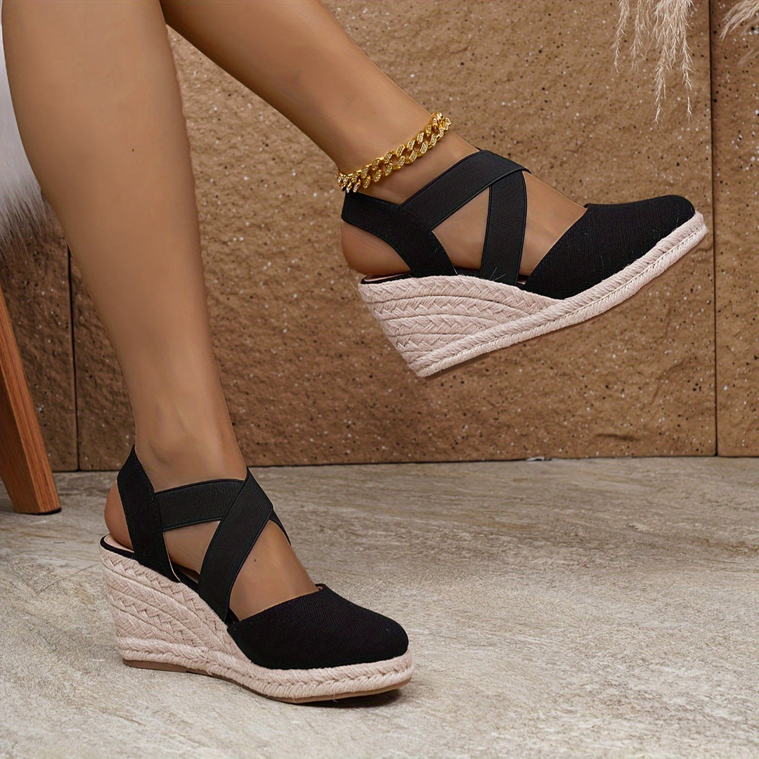 Levoire | Sandales Compensées Espadrilles Confortables Noir