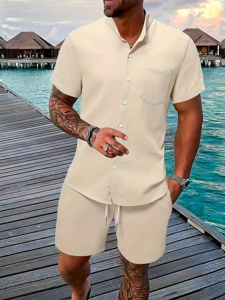 Levoire | Chemise De Golf Blanche & Shorts Abricot