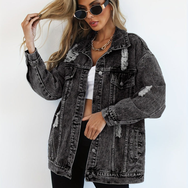 Levoire | Veste En Jean Grise À Manches Longues Et À Coupe Ample