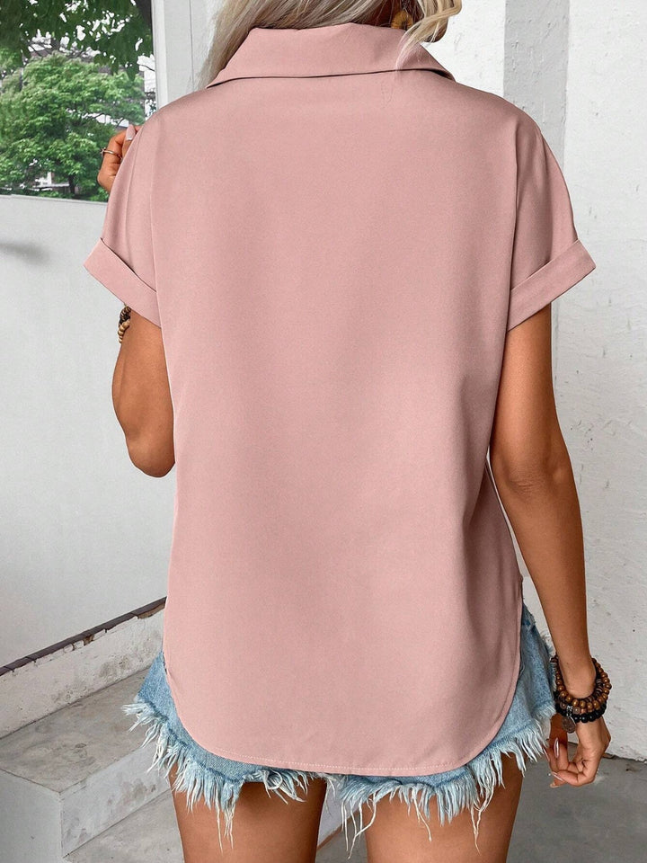 Levoire | Manches Courtes Chemise À Détails Plis Col