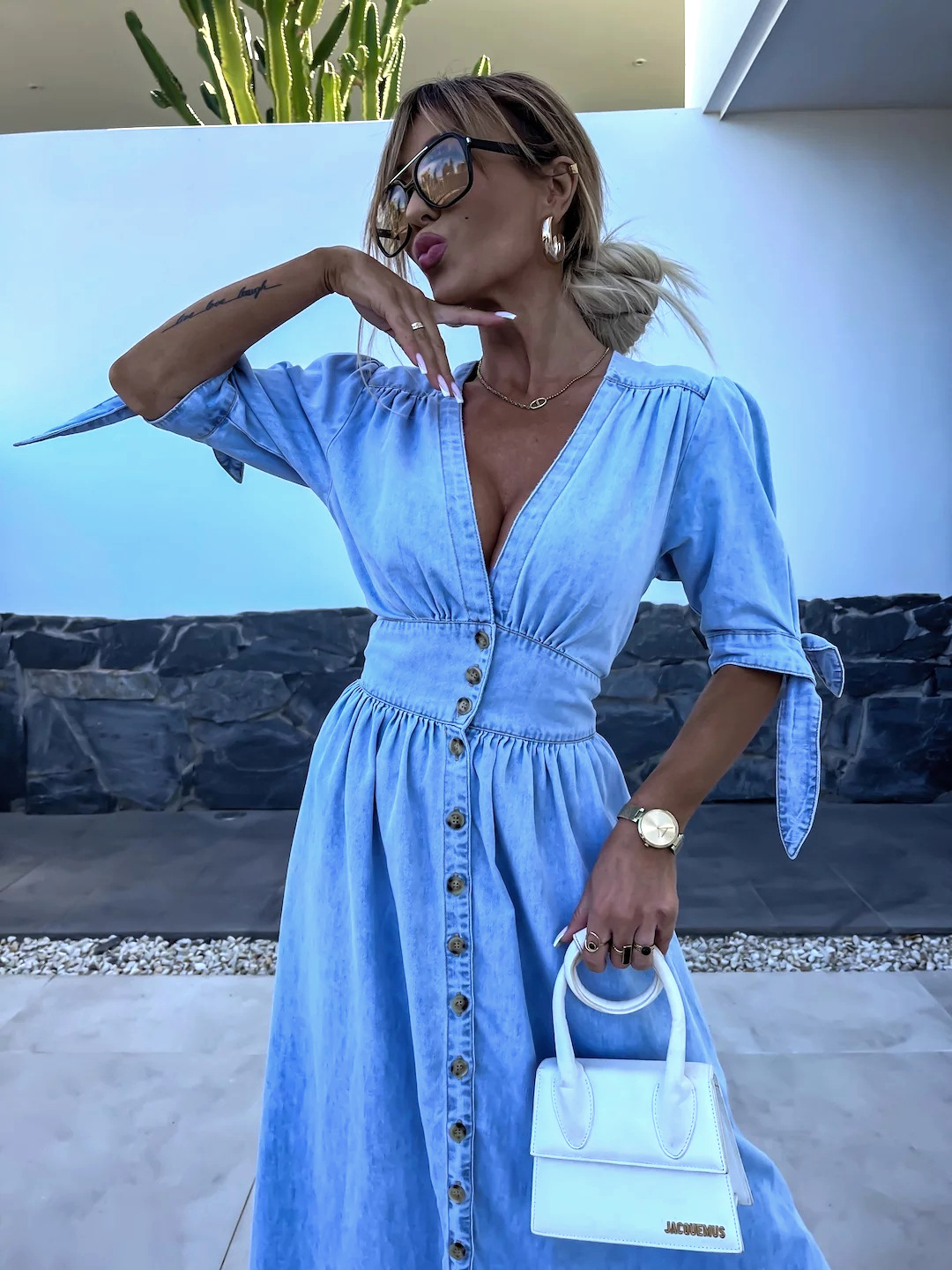 Levoire | Longue Robe En Chambray Avec Fente Avant