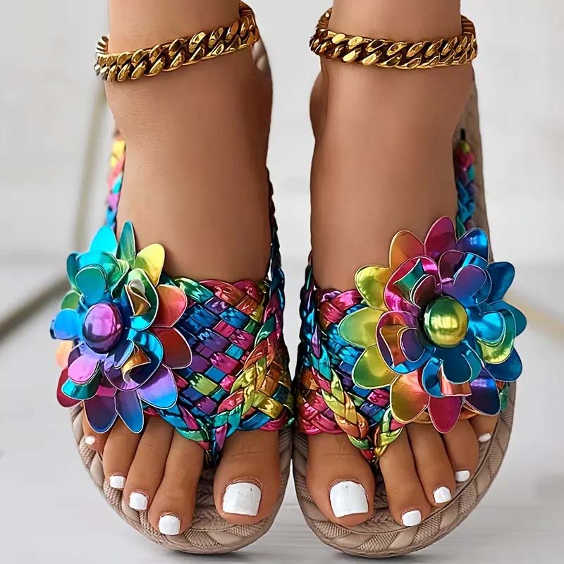 Levoire | Chaussures Plates Avec Fleurs 3D Multicolore