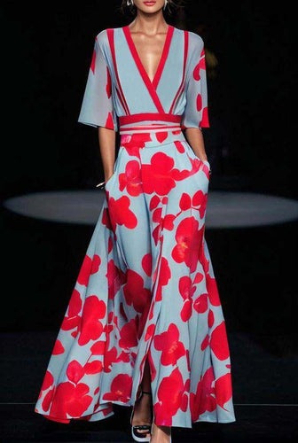 Levoire | Robe Maxi Groovy À Manches Courtes En Bleu
