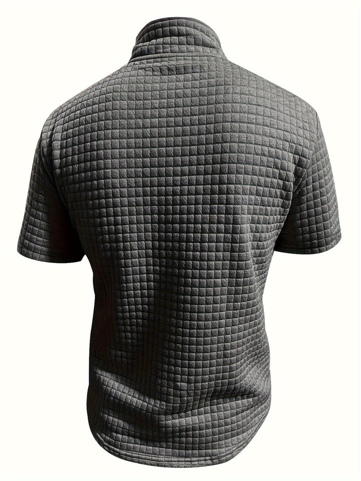 Levoire | Unicolore Pull-Over À Carreaux D'Été Avec Col Montant Et Manches Courtes