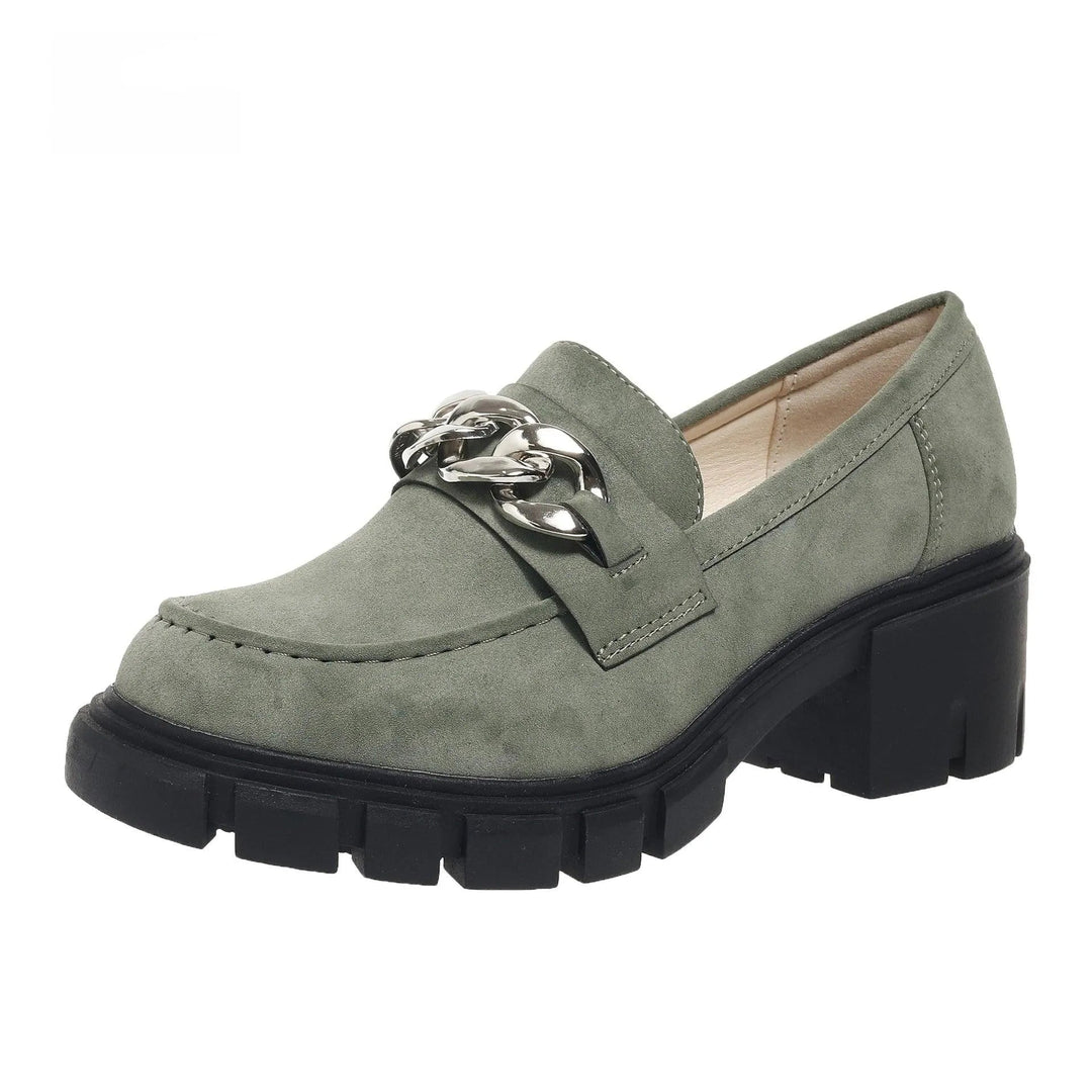 Levoire | Mocassins pour femmes à talons hauts et chaîne Armenian green