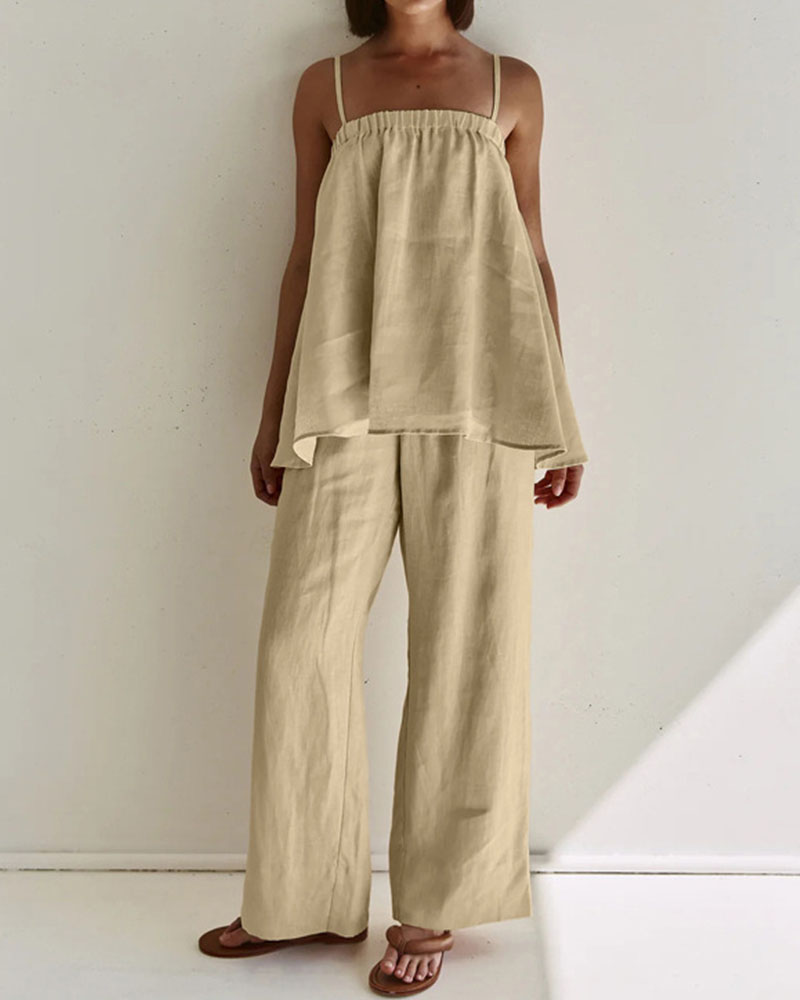 Levoire | Classiquement Élégant Haut Et Pantalon Long Khaki