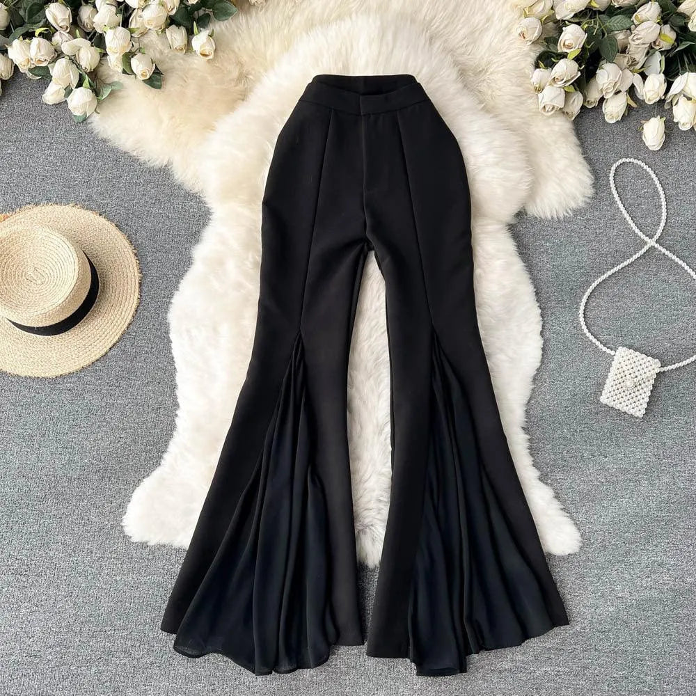 Levoire | Pantalons larges pour femmes avec couture en filet irrégulière