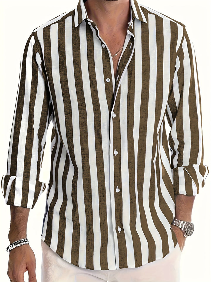 Levoire | Chemise À Manches Longues Rayée Pour Homme Brun foncé