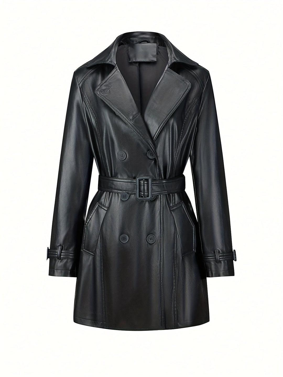 Levoire | Trench-Coat Vintage À Double Boutonnage Ceinturé Noir