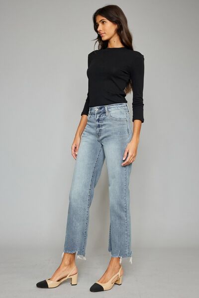 Levoire | Jean Taille Haute Cropped À Ourlet Brut