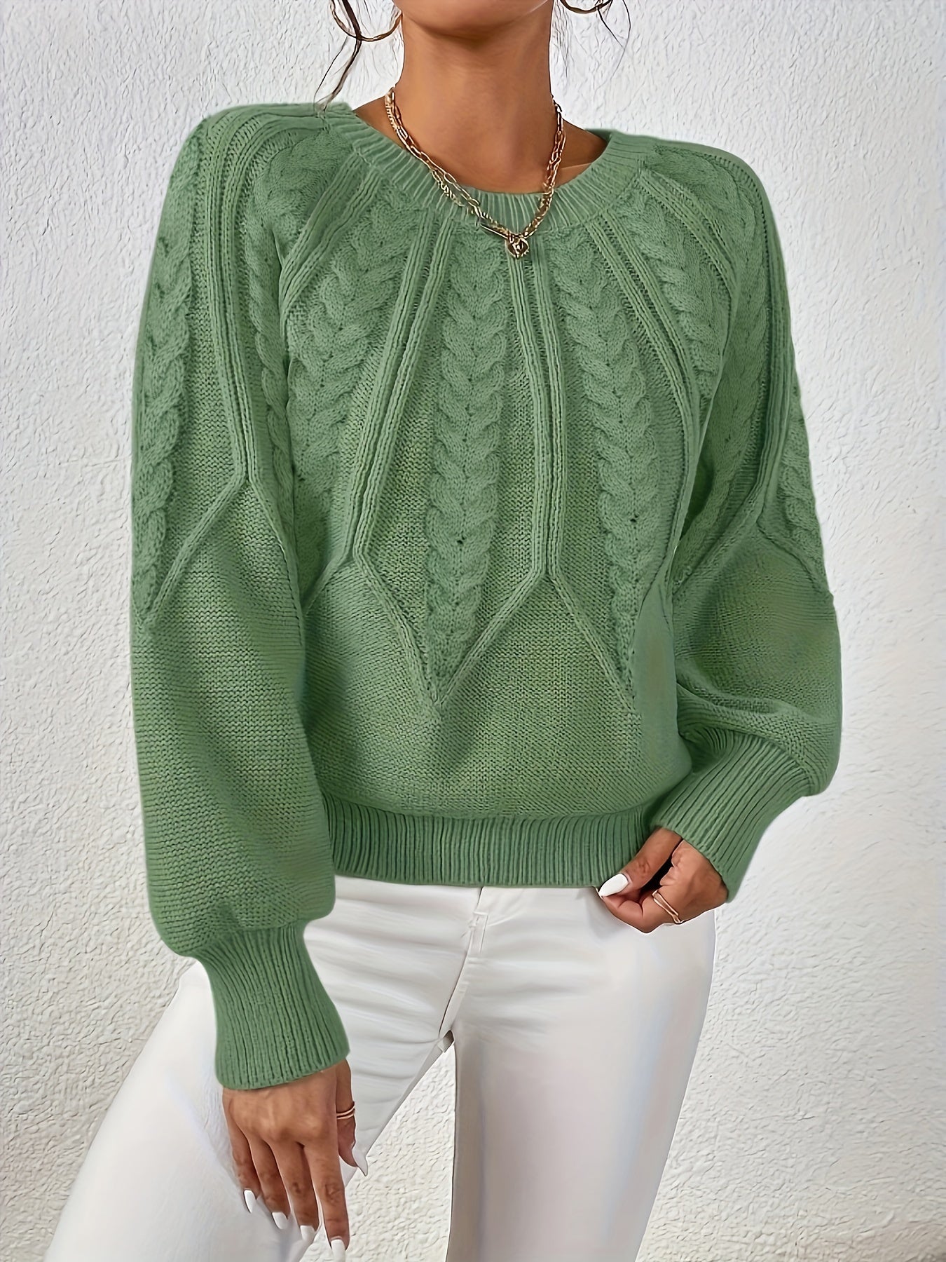 Levoire | Col Rond Pull En Tricot Élégant Couleur Matcha