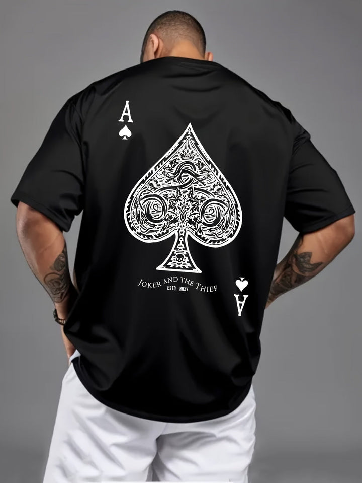 Levoire | Weinlese Ace Of Spades Impression T-Shirt D'Été Noir