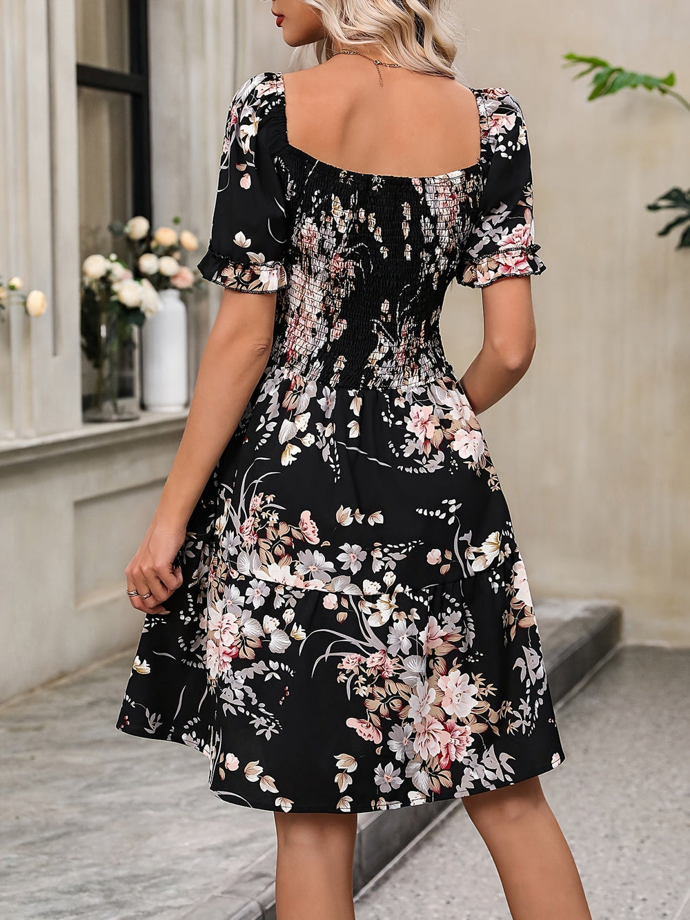 Levoire | Robe florale noire