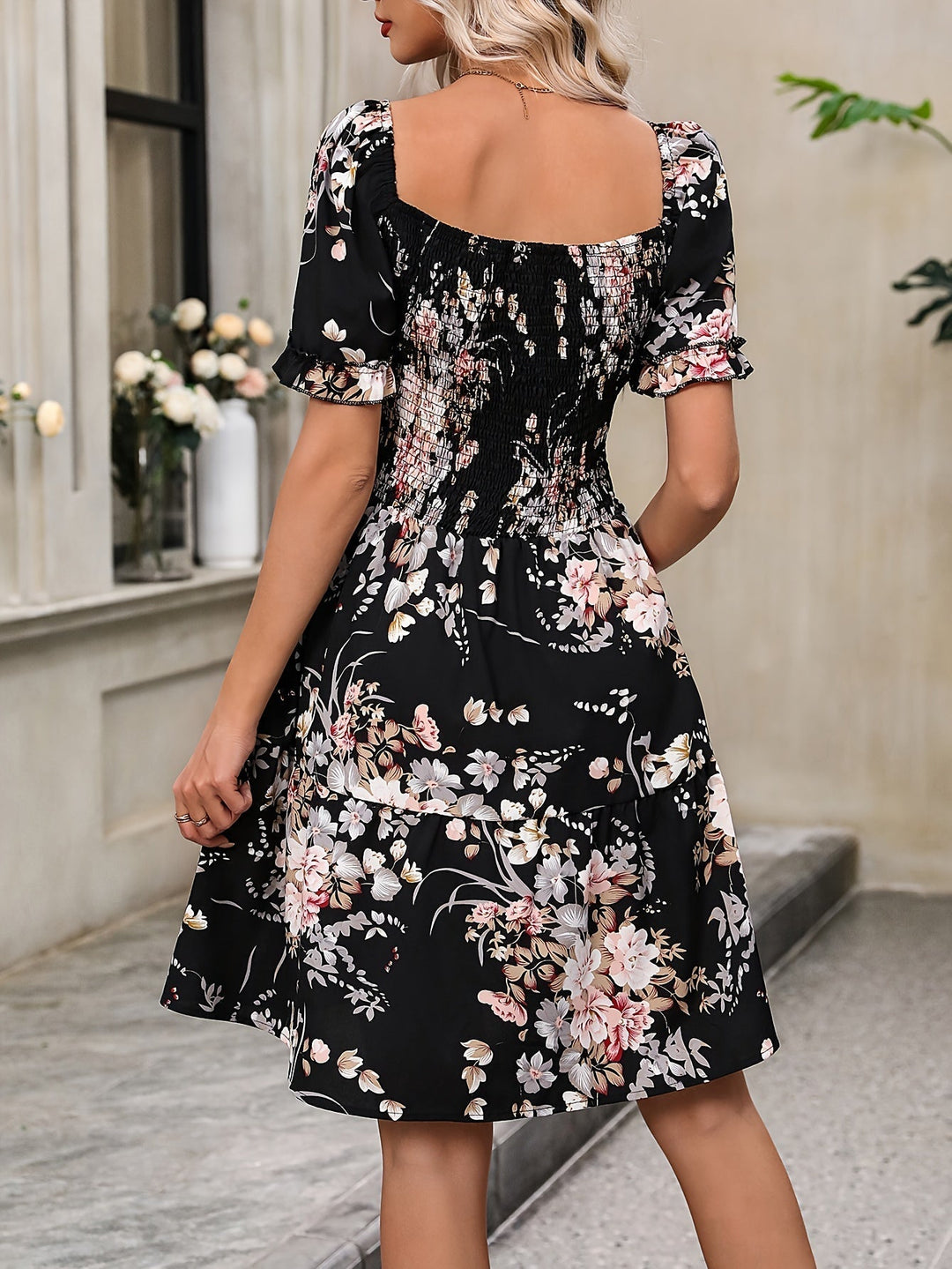 Levoire | Robe florale noire