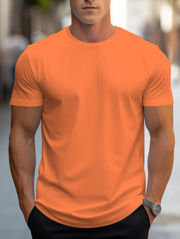 Levoire | T-Shirt Unicolore Pour Hommes Col Rond Orange