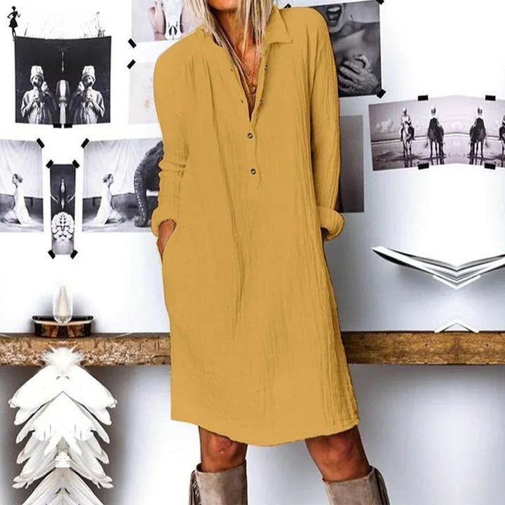 Levoire | Robe Chemisier À Manches Longues Jaune
