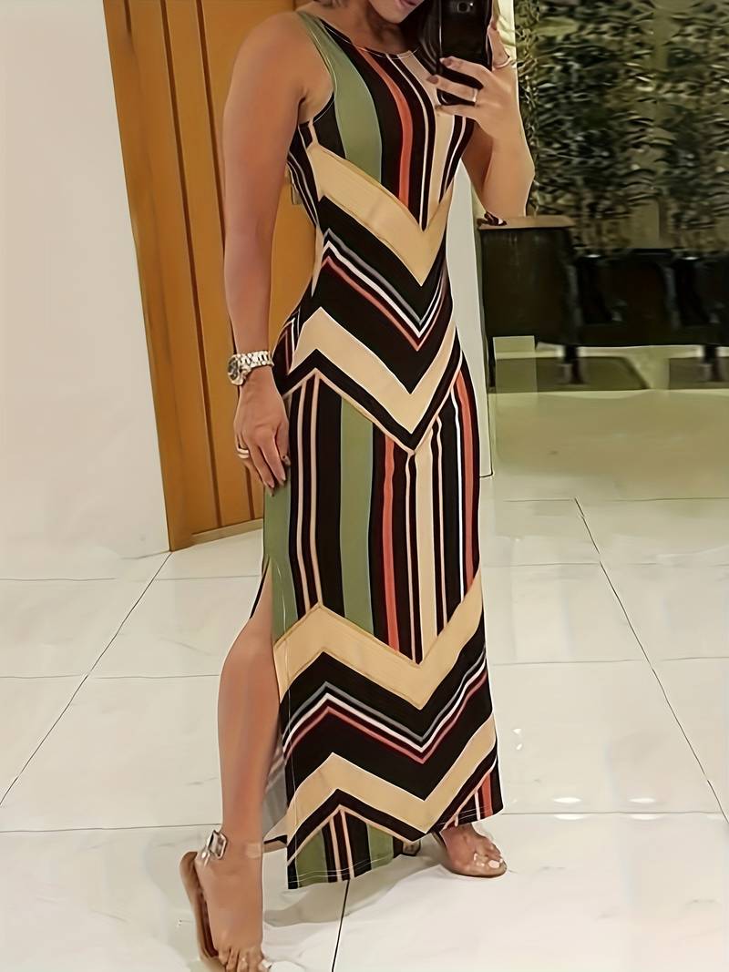 Levoire | Robe Maxi Sans Manches Avec Fente Latérale Couleur mixte