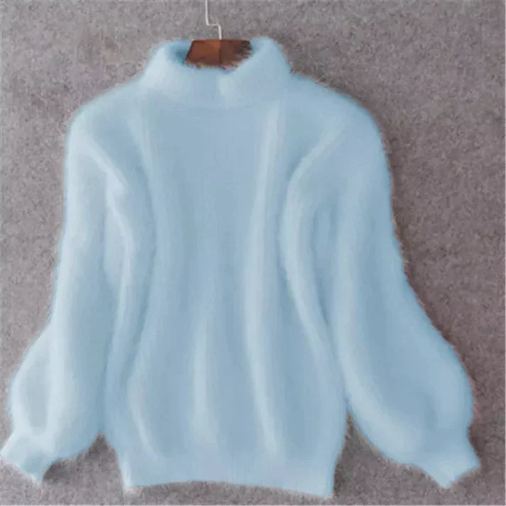Levoire | Vintage Angora-pull Bleu Une taille pour tous !